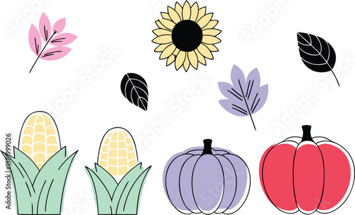 Autumn harvest celebration featuring apples corn sunflowers and pumpkins for seasonal decor