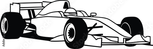 Sleek Formula One Race Car Illustration Depicting Speed and Aerodynamics, a High Performance Vehicle with Open Wheels and Streamlined Design