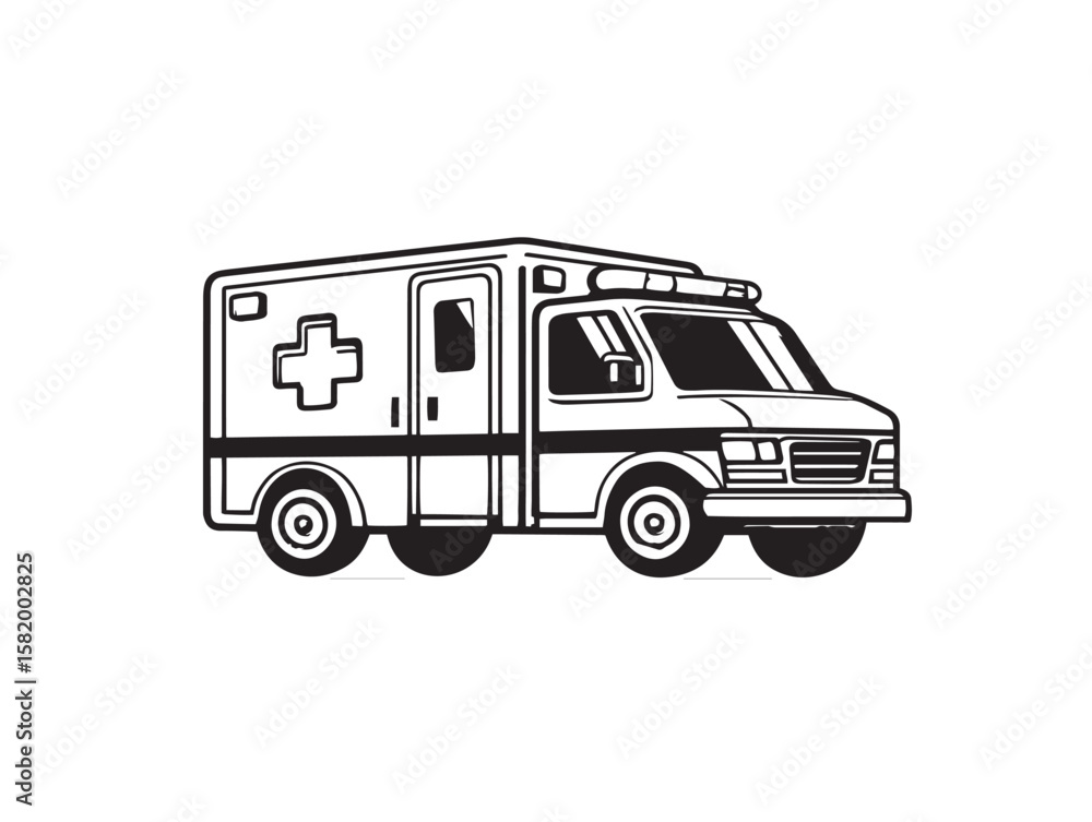 Naklejka premium Clean ambulance transport icon in 2D vector style