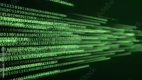 Green Matrix-Style Binary Code Flow