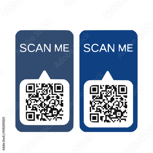 Set of QR codes with inscription scan me , Scan qr code icon. Qr code for payment, mobile app and identification. Vector illustration.