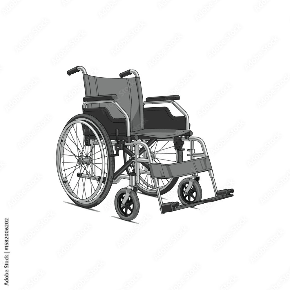 Fototapeta premium A grayscale illustration of a standard manual wheelchair.
