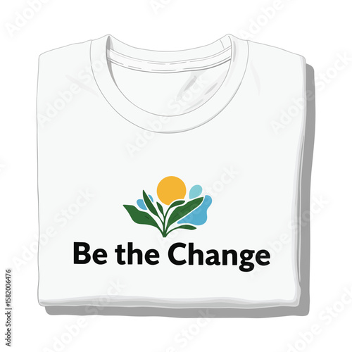Folded white t-shirt mockup with a motivational nature inspired design for eco campaigns