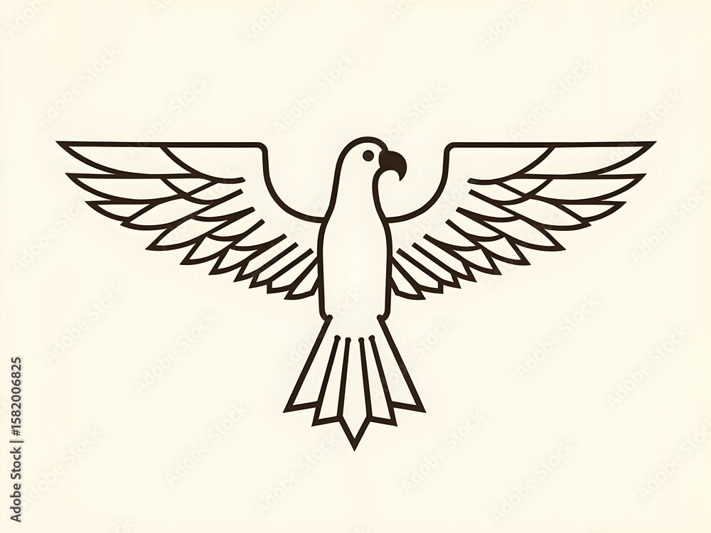 Fototapeta premium Striking geometric eagle illustration with sharp angular lines conveying strength and precision in minimalist style