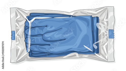 Sealed Pack of Blue Disposable Gloves for Medical or Industrial Use Illustration