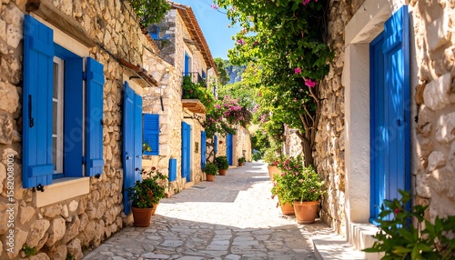 Fototapeta Naklejka Na Ścianę i Meble -  Sunny Mediterranean alleyway