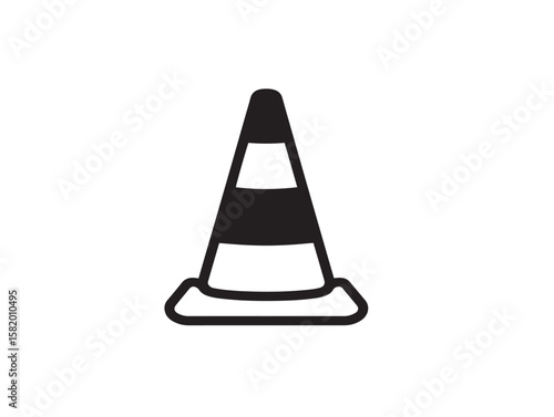 Minimal safety cone icon in 2D vector format