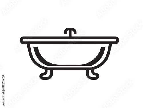 Sleek bathroom bathtub icon with stylish outline