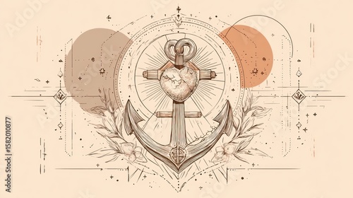 Elegant anchor design with mystical elements