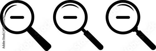 Search Icon. zoom out scale Magnifying glass for research and find. look magnifier loupe sign.  loupe with check mark sign. Plus and minus zoom tool symbols

