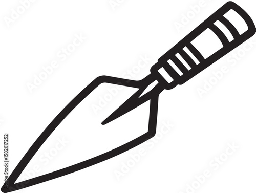 Clean masonry trowel line art construction icon