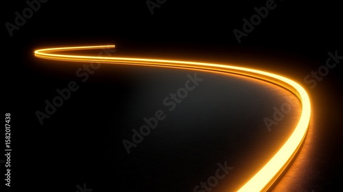 Curved glowing yellow line on dark background