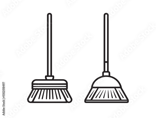 Minimalist house cleaning tools in vector format