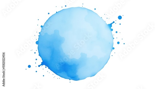 Blue watercolor stain isolated on white background abstract illustration