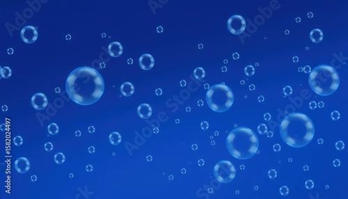 Wallpaper Mural Bubbles floating in a blue background, abstract and transparent visuals Torontodigital.ca
