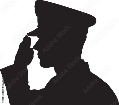 Military man saluting with cap salute uniform