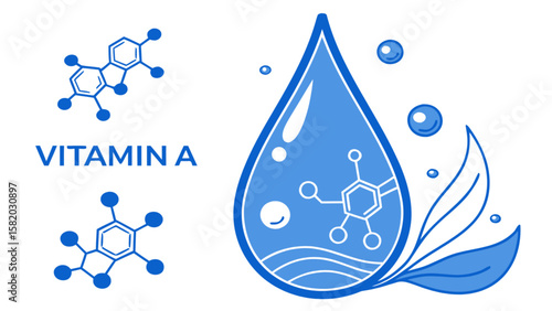 Vitamin a benefits retinol and retinal molecular structure for health and beauty nutrition supplement