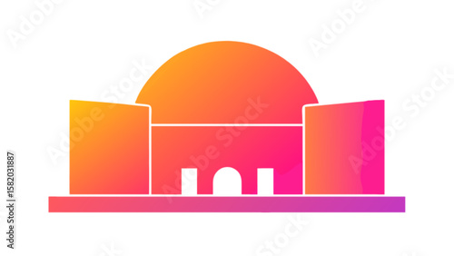 Downloadable vector graphic of building architecture with archways and modern gradient design for free use