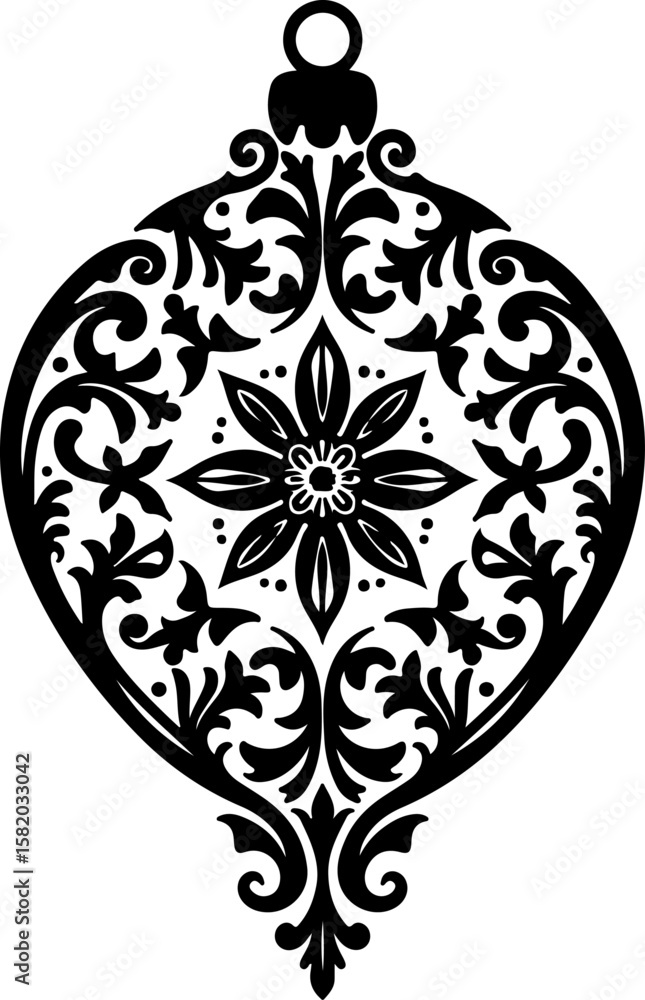 Naklejka premium Ornate Christmas Ornament decoration, pattern Tattoo Vector 
