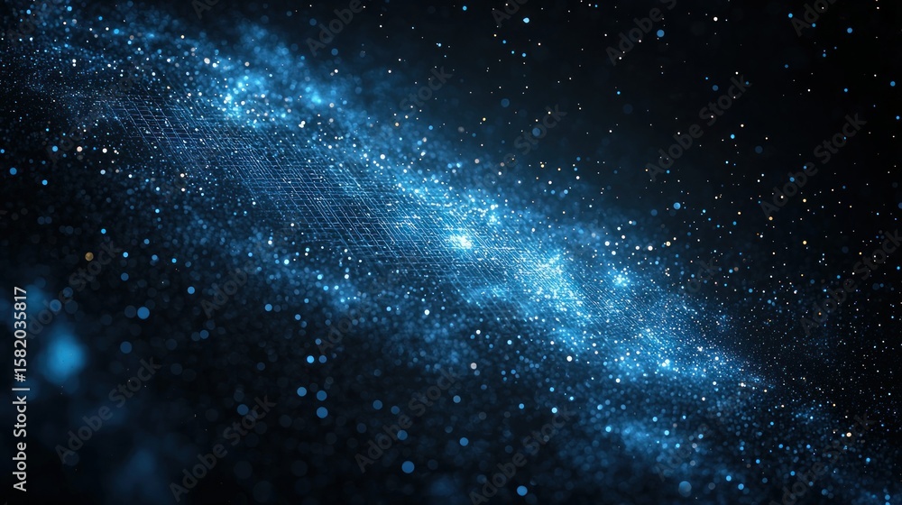 Fototapeta premium Blue, glittering cosmic dust, network