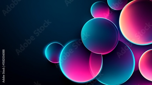 Abstract circles in vibrant neon colors