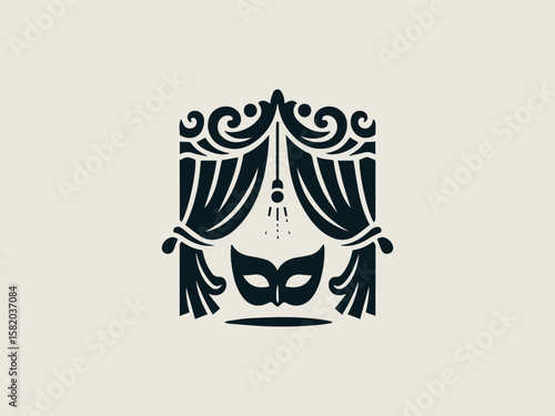 Minimalist spotlight vector logo for modern theatre companies or playhouses