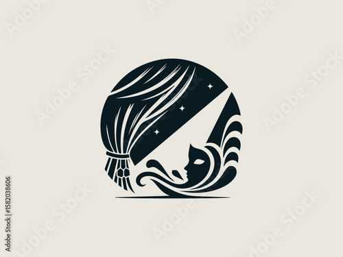 Minimalist spotlight vector logo for modern theatre companies or playhouses