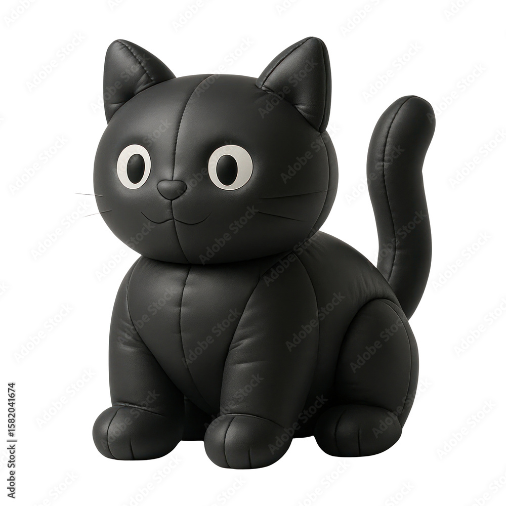 Naklejka premium PNG Cute plush black cat illustration.