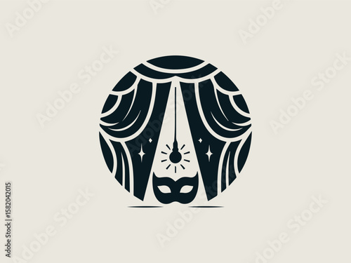 Elegant theatre masks vector logo for drama schools or performing arts academies