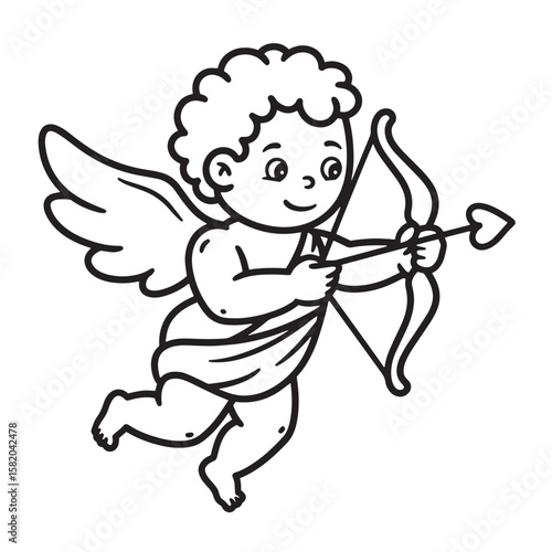Wallpaper Mural Cute cartoon cupid angel with bow and arrow ready to shoot a heart symbol Torontodigital.ca