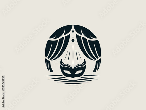 Elegant theatre masks vector logo for drama schools or performing arts academies