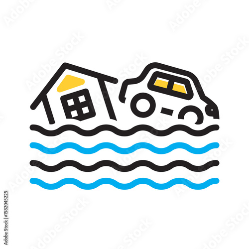 Vector multi color icon for Flood