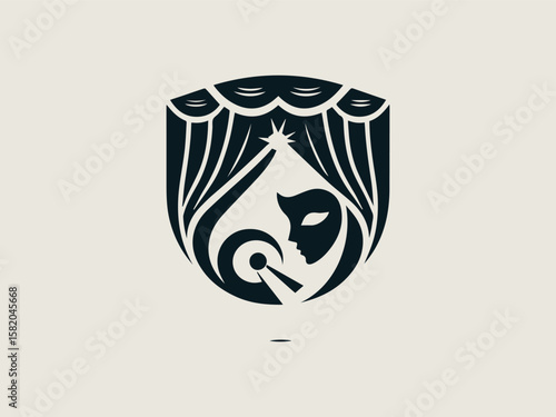Elegant theatre masks vector logo for drama schools or performing arts academies