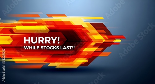 Urgent promotion graphic, red and yellow geometric shapes imply speed