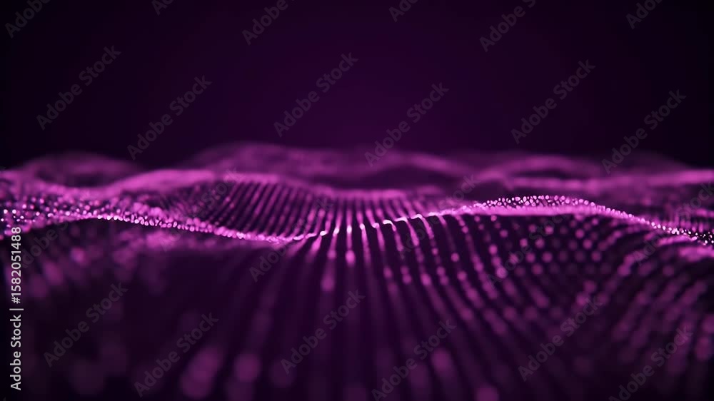Abstract Purple Wave Formations Over Dark Background Technology and Futuristic Concept