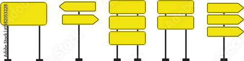 Realistic Traffic Sign Icon set.Realistic Road Signs Indicating Height Restrictions and Clearance Warnings, Displayed on Metal Pole.signs for information of road direction, maps, text or banner.