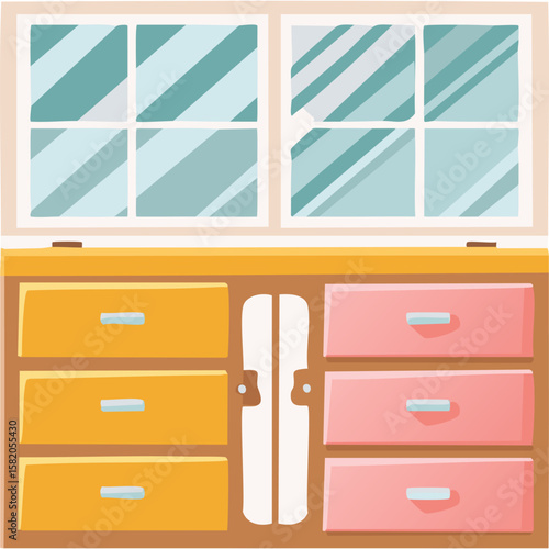 Cute filing cabinet flat vector