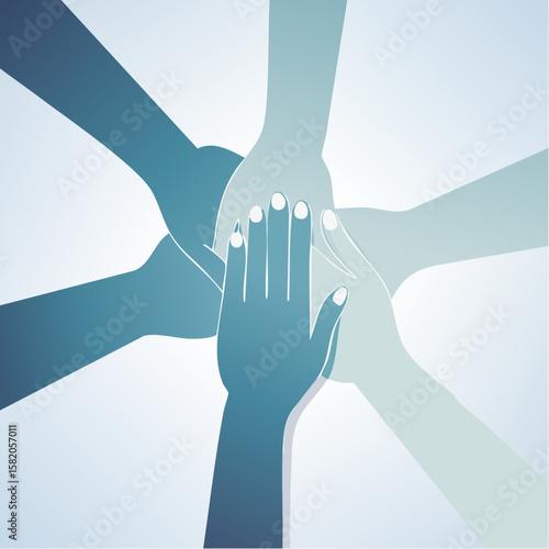 United hands showing teamwork and collaboration in a vector illustration
