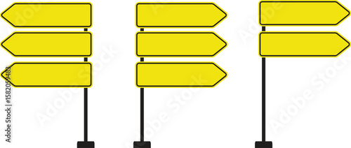Realistic Traffic Sign Icon set.Realistic Road Signs Indicating Height Restrictions and Clearance Warnings, Displayed on Metal Pole.signs for information of road direction, maps, text or banner.