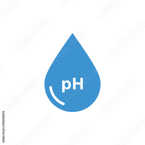 pH Level Water Drop Icon, Acidity and Alkalinity Measurement Symbol