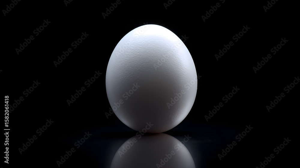 Egg Reflection in Silhouette: A single egg is bathed in the light, revealing its perfect form and delicate texture, set against a black background. The scene is both simple and striking. Egg Reflection in Silhouette: A single egg is bathed in the light, revealing its perfect form and delicate texture, set against a black background. The scene is both simple and striking.