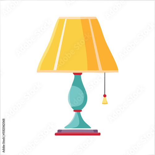 Cute table lamp flat vector