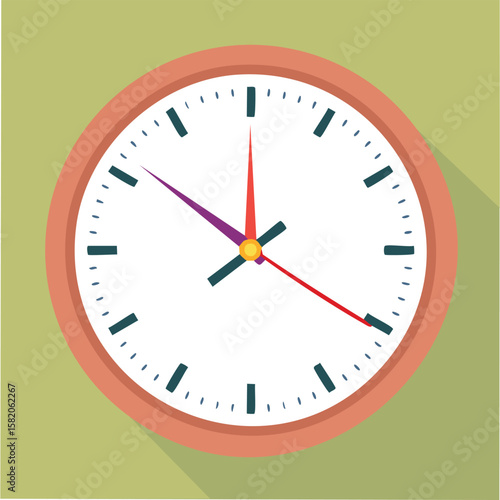 Cute wall clock flat vector