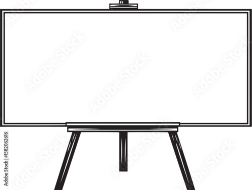 Flat line painting easel with artwork symbol