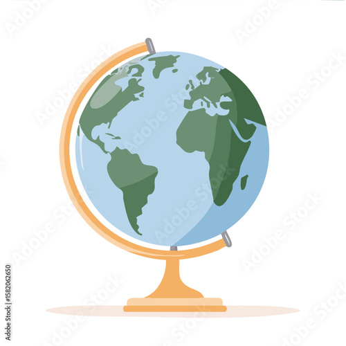 Cute globe stand flat vector