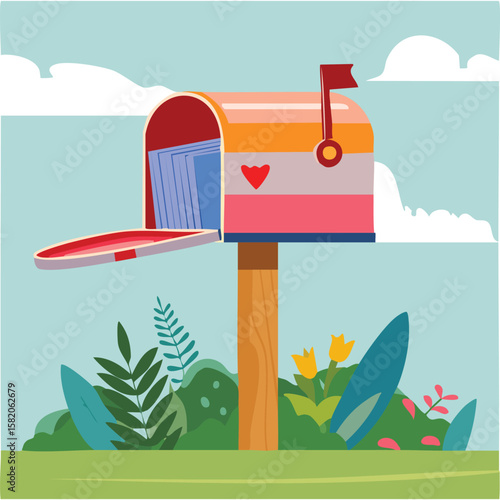 Cute mailbox flat vector
