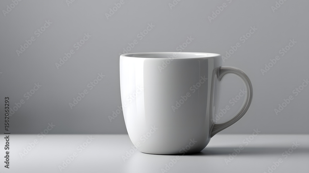 Obraz premium Simple Ceramic Mug: A minimalist aesthetic captured in a clean and crisp studio shot, showcasing a pristine ceramic mug against a neutral backdrop.