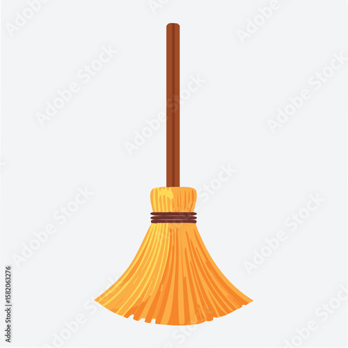 Cute broom flat vector
