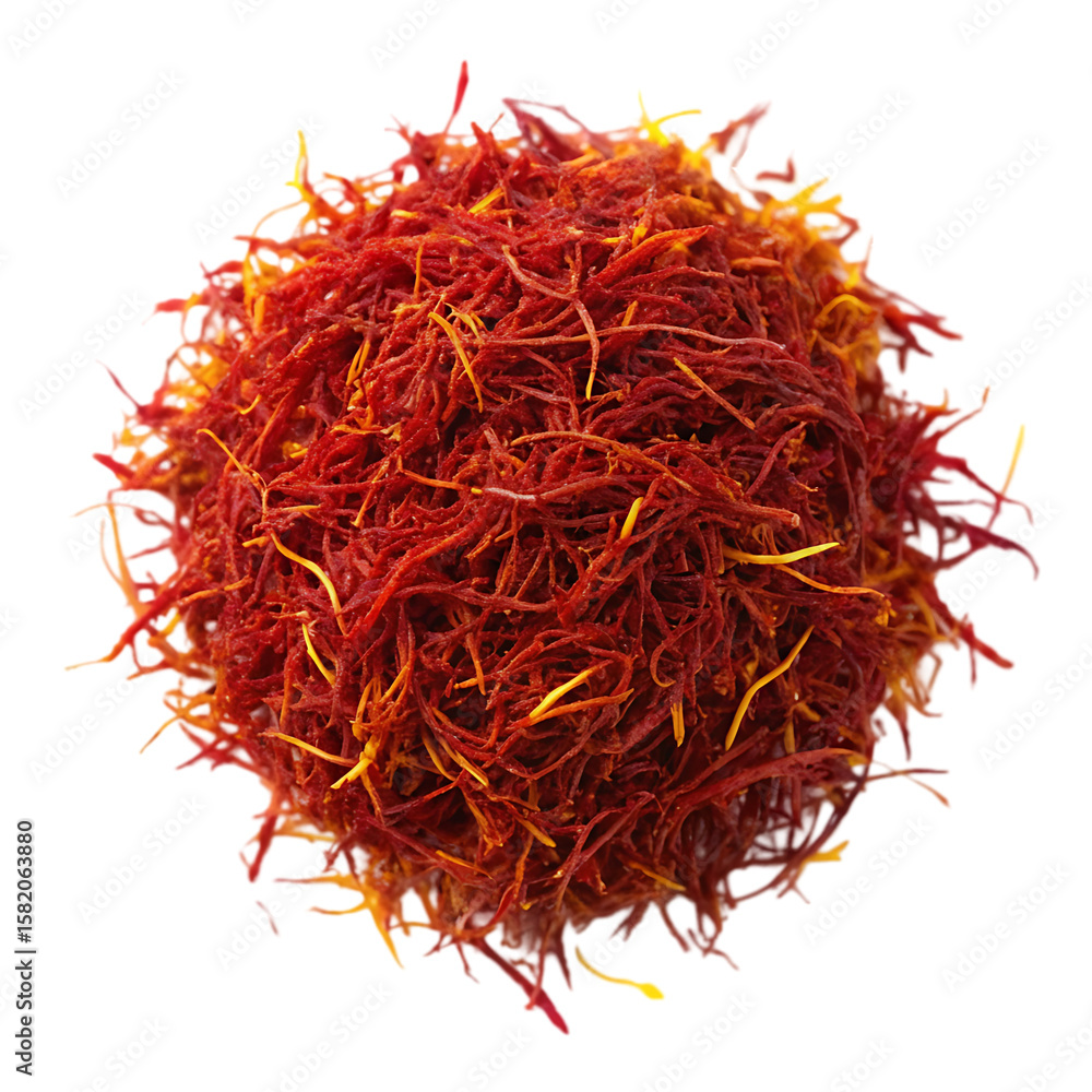 Naklejka premium Saffron Spice: Premium Culinary Ingredient, Dried Saffron Threads