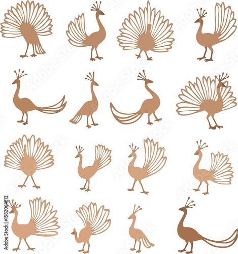 2D cartoon Peacock, proudly displaying its extravagant long tail, symbolizing India's national pride